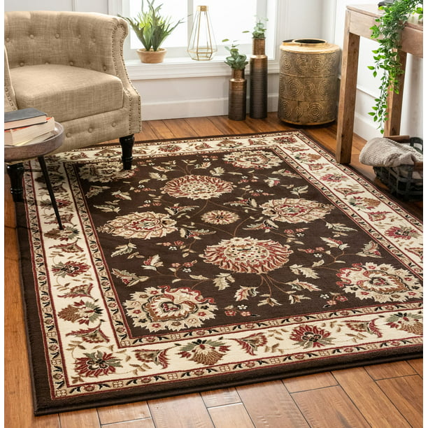 Oriental Formal Traditional Fade Resistant Shed Free Modern Contemporary Thick Soft Plush Living Dining Room Area Rug 3 x 5 